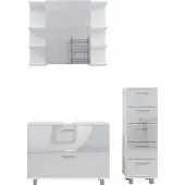 Vicco Badkamermeubelset Ilias, Wit Hoogglans, 3-delig