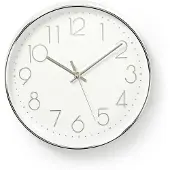 Nedis Wandklok | 300 mm | Kunststof | Wit / Zilver | 1 stuks - CLWA015PC30SR