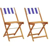 vidaXL Bistrostoelen 2 st massief acaciahout en stof blauw en wit