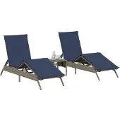 vidaXL Ligbedden 2 st met tafel poly rattan grijs (alleen VS)