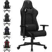 Sense7 Spellcaster - Ergonomische bureaustoel - Gamingstoel - nek- en lendenkussen - In hoogte verstelbaar - Eco-leer - Duurzaam en comfortabel - Maximale belasting 150 kg - tot 185 cm lang - Zwart