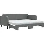 vidaXL Slaapbank onderschuifbed matrassen 80x200 cm stof donkergrijs