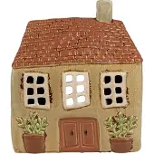Clayre & Eef Waxinelichthouder Huis 17x10x19 cm Groen Oranje Keramiek Theelichthouder Groen Theelichthouder