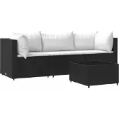 Syfax 4-delige Loungeset met kussens poly rattan zwart