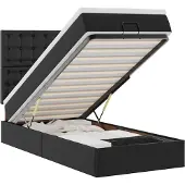 vidaXL Ottoman bed met matras en LED's 80x200cm kunstleer zwart