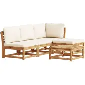 vidaXL 5-delige Loungeset met kussens massief acaciahout