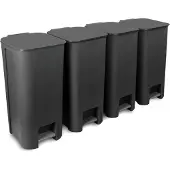 Practic - Set van 4 afvalbakken - 4x40l - pedaalemmer - Grafiet