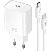 XO Compacte 20W USB-C Power Delivery-oplader met 60W USB-C-kabel, Wit