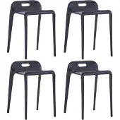 Prolenta Maison Exclusive - Stapelbare hockers, set van 4, zwart, kunststof
