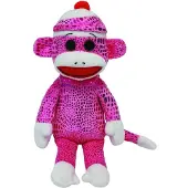 TY Beanies Sock Monkey Aap Paars 15 cm