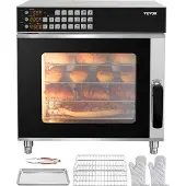 Vevor Commerciële Convectieoven Conventionele Aanrecht Oven 58L 2800W Broodrooster Oven met Gehard Glazen Deur