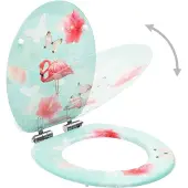vidaXL Toiletbrillen met soft-close deksel 2 st flamingo MDF