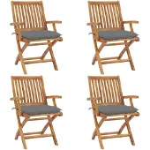 Syfax Opklapbare stoelen met kussens, 4 stuks, massief teakhout