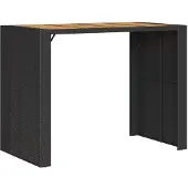 vidaXL Tuinbartafel acaciahouten blad 145x80x110 cm poly rattan zwart