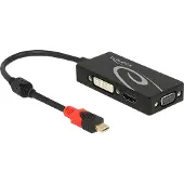 DeLOCK Premium Mini DisplayPort 1.2 naar HDMI, DVI en VGA adapter / zwart - 0,15 meter