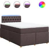 vidaXL Boxspring met matras stof donkerbruin 120x190 cm