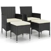 Syfax 4-delige Tuinstoel- en voetenbankset rattan zwart