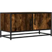 vidaXL Tv-meubel 80x34,5x40cm bewerkt hout metaal gerookt eikenkleurig