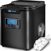 Tillvex Ijsblokjesmachine Roestvrij Staal 12 kg - 24 u | IJsblokjesmaker met Timer en 2,2 Liter Watertank | Ice-Maker LCD-Display & Zelfreinigingsfunctie | 3 IJsblokjes Maten