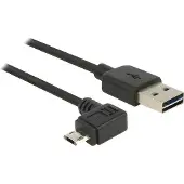 DeLOCK Easy-Micro USB haaks (links/rechts) naar Easy-USB-A kabel - USB2.0 - tot 2A / zwart - 3 meter