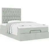 Syfax Ottoman bed met matrassen 120x200cm fluweel lichtgrijs
