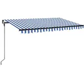 Syfax Luifel handmatig uittrekbaar met LED 400x300 cm blauw en wit