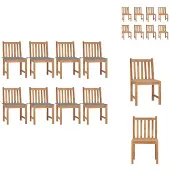 vidaXL Tuinstoelen, 8 stuks met kussens, massief teakhout - Tuinstoelen