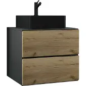 VCM 2pcs wastafelmeubel / zwart wastafelmeubel breedte 60 cm / badkamermeubel set met laden / Lendas S BL