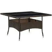 vidaXL Tuintafel poly rattan en glas bruin