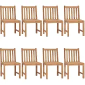 vidaXL Tuinstoelen 8 st met kussens massief teakhout