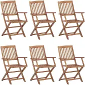 vidaXL Tuinstoelen 6 st inklapbaar met kussens massief acaciahout