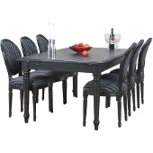 Ebuy24 Mozart zwarte eettafel met 6 zwarte stoelen Rococo.