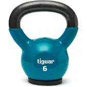 Tiguar Kettlebell 6 kg (Marine) – Vinyl kettlebell met rubberen bodemplaat, ergonomische handgreep, ideaal voor krachttraining, uithoudingstraining, coördinatie en stabilisatie