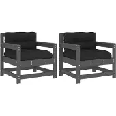 vidaXL Tuinstoelen 2 st met kussens massief grenenhout grijs