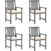 Syfax Tuinstoelen 4 st met kussens massief acaciahout grijs