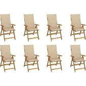 Syfax Inklapbare stoelen 8 st met kussens massief acaciahout