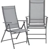 En.casa Tuinstoel 'Kalamata', set van 2, inklapbaar, lichtgrijs