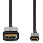 Nedis USB-C Adapter | USB 3.2 Gen 1 | USB-C Male | DisplayPort Male | 4K@60Hz | 2.00 m | Rond | Verguld | PVC | Zwart | Label - CCGL64352BK20