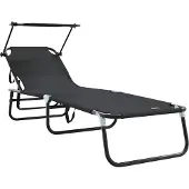 Syfax Opvouwbare zonnebed Zwart 190 x 57 x 81 cm oxford