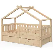 VitaliSpa Huisbed Design Natuurlijk hout 80x160 cm met 2 laden, Model 33271
