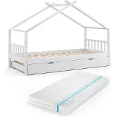 VitaliSpa Design Huisbed – 90x200 cm met logeerbed en matras Wit