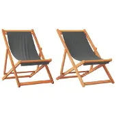 vidaXL Strandstoelen 2 st inklapbaar stof grijs