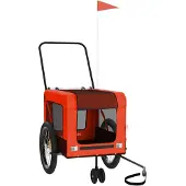 Syfax Hondenfietstrailer oxford stof en ijzer oranje en zwart