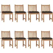 Syfax Tuinstoelen 8 st met kussens massief teakhout