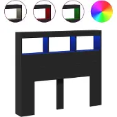 vidaXL Hoofdbordkast met LED-verlichting 120x17x102 cm zwart