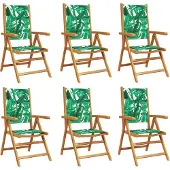 vidaXL Tuinstoelen 6 st verstelbaar massief hout en stof groen
