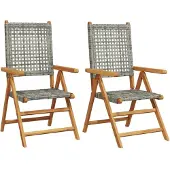 vidaXL Tuinstoelen 2 st massief acaciahout en poly rattan grijs