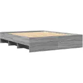 vidaXL Bedframe bewerkt hout grijs sonoma eikenkleurig 150x200 cm