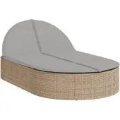 vidaXL Ligbed 2-persoons met kussens poly rattan beige