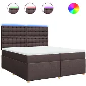 vidaXL Boxspring met matras stof donkerbruin 200x200 cm